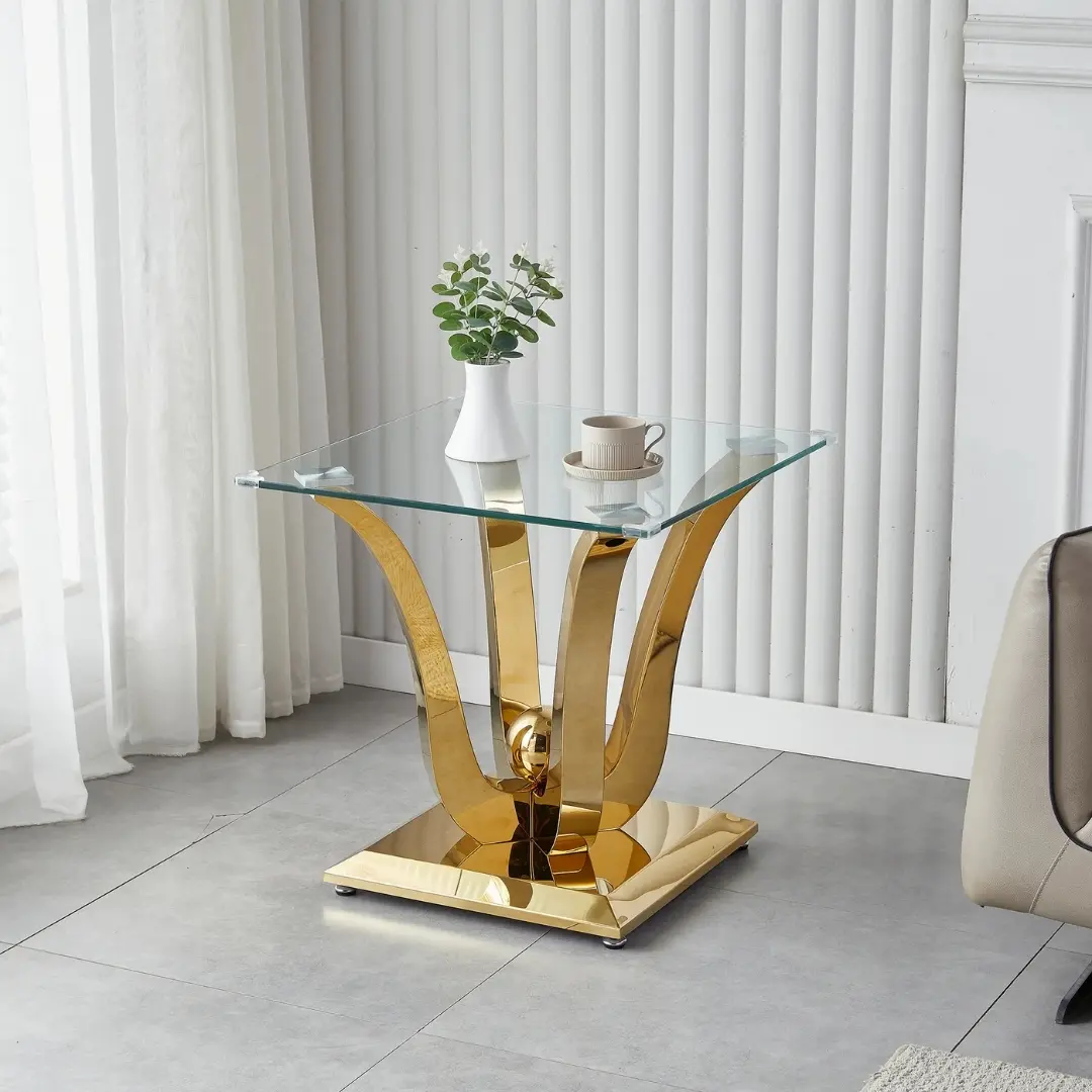 Et033 Glass Table Top Square End Table By Artisan Furniture | Mobilia Cleopatra 3 ET033 Glass Table Top Square End Table by Artisan Furniture - Image 1