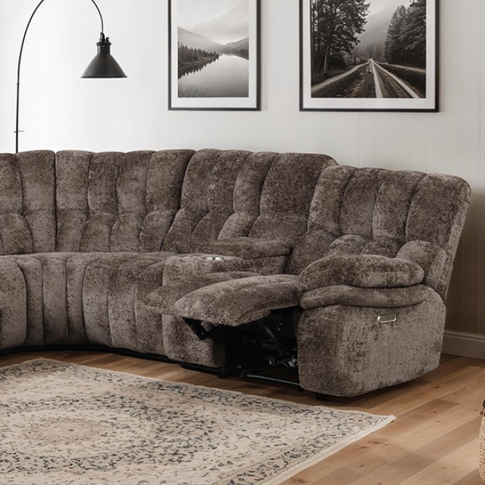 Hieronymus Power Sectional Fm64001Db-Sect-Pm Transitional By Furniture Of America | Mobilia Cleopatra 3 Hieronymus Power Sectional – Transitional Design with Everyday Comfort