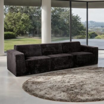 Kimara Black Sofa (Compressed Foam) – Modern Comfort with Easy Delivery