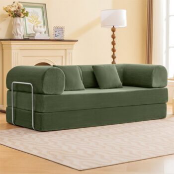 Perri 79" Olive Green Compressed Sofa – Modern Style with Effortless Delivery