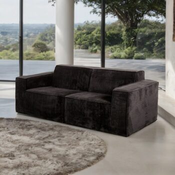 Kimara Black Compressed Loveseat – Modern Corduroy Sofa Comfort