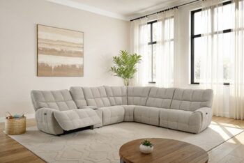 Clemens Beige Power Sectional – Transitional Elegance with Modern Technology