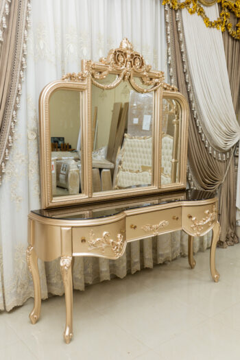 Handmade Golden Rose Sand Vanity with Mirror |