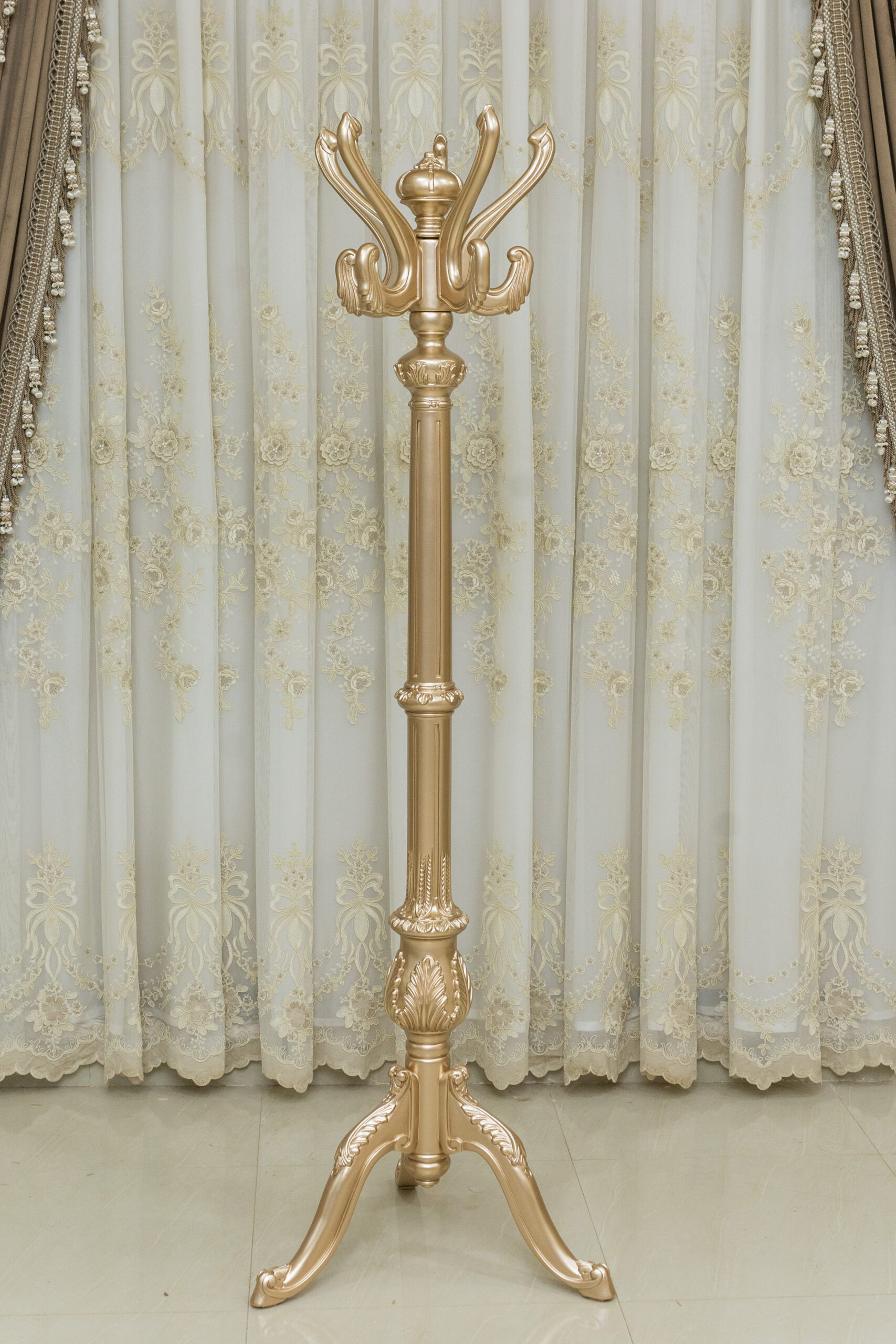 Handmade Golden Rose Sand Coat Rack | Mobilia Cleopatra 3 Handmade Golden Rose Sand Coat Rack - Image 1