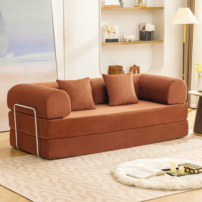Perri 79″ Rustic Brown Compressed Sofa By Furniture Of America | Mobilia Cleopatra 3 79" Rustic Brown Compressed Sofa