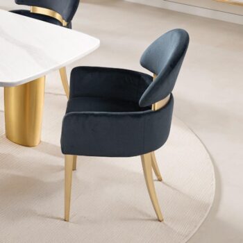Northall Black Contemporary Arm Chair with Gold Legs – Set of 2