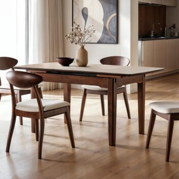 Croglio Mid-Century Modern Extendable Dining Table – Rich Walnut
