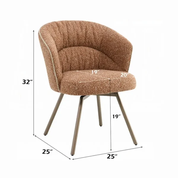 Lidi Side Chair in Rust Orange Boucle Set of 2 By ACME - Image 3