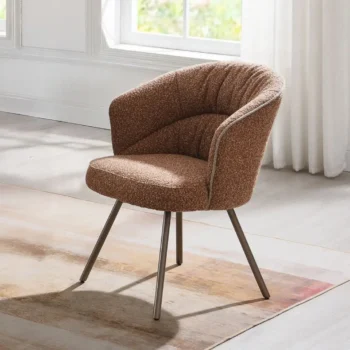 Lidi Side Chair in Rust Orange Boucle Set of 2 By ACME