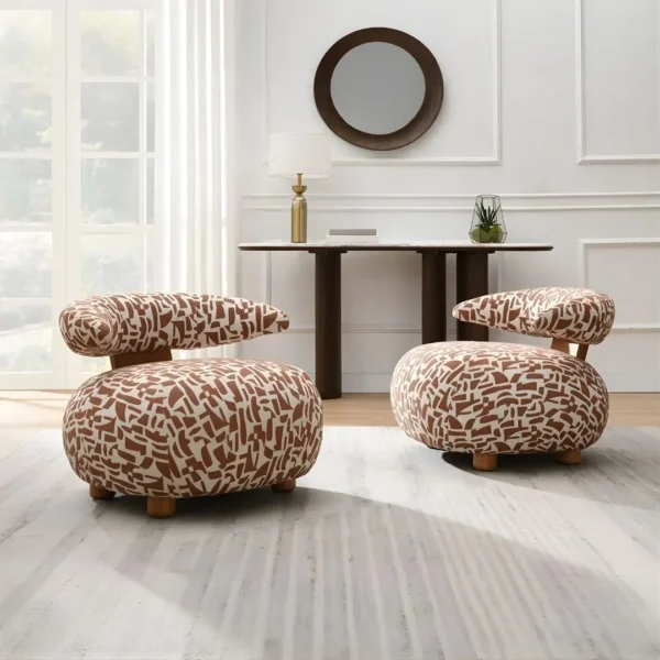 Lynn Accent Chair in Brown Pattern Fabric AC02678 By ACME - Image 2