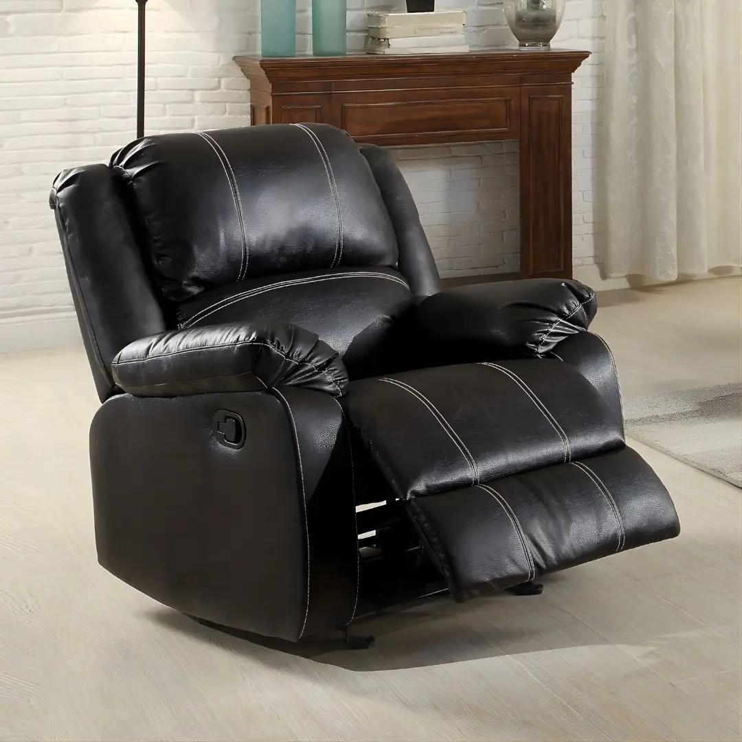 Zuriel Motion Rocker Recliner In Black Leather Lv52287 By Acme | Mobilia Cleopatra 3 Zuriel Motion Rocker Recliner in Black Leather LV52287 By ACME - Image 1