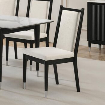 Maidstone Side Chair Set – Off-White Chenille Fabric Dining Chairs (2/Ctn)