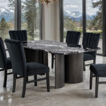Selsey Dining Table – Contemporary Sophistication in Black Faux Marble