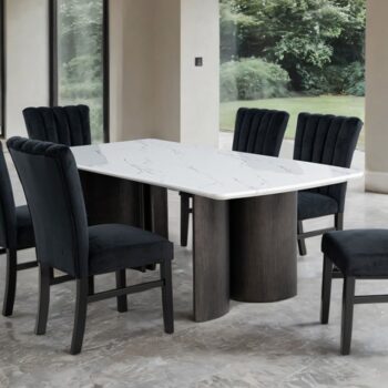Selsey Dining Table, White Stone Top – Modern Dining with Timeless Grace