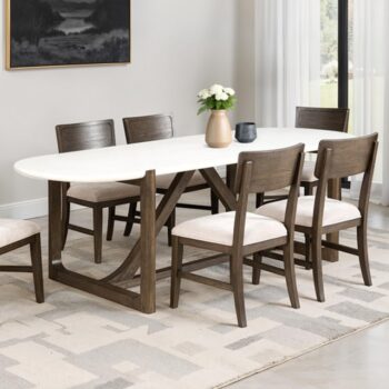 Vellara Dining Table with Genuine Quartz Stone Top – Transitional Luxury Meets Lasting Strength