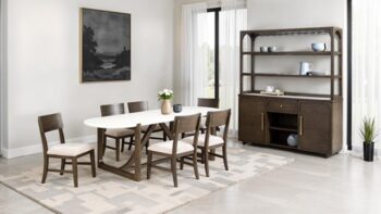 Vellara 7 Pc Dining Table Set (Stone Top) – Timeless Craftsmanship with Modern Sophistication