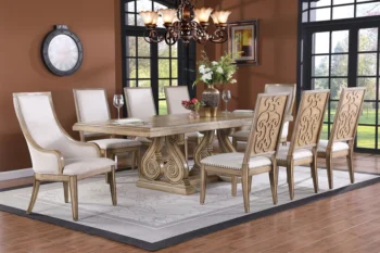 D4100 White Antique Finish 7PC Dining Room Set By McFerran
