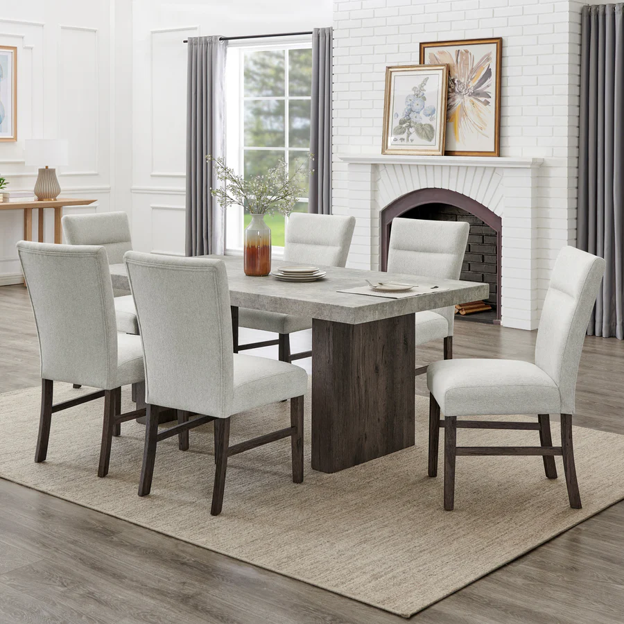 D4201-7Pc Gray Dining Set By Mcferran | Mobilia Cleopatra 3 D4201-7PC Gray Dining Set By Mcferran - Image 1