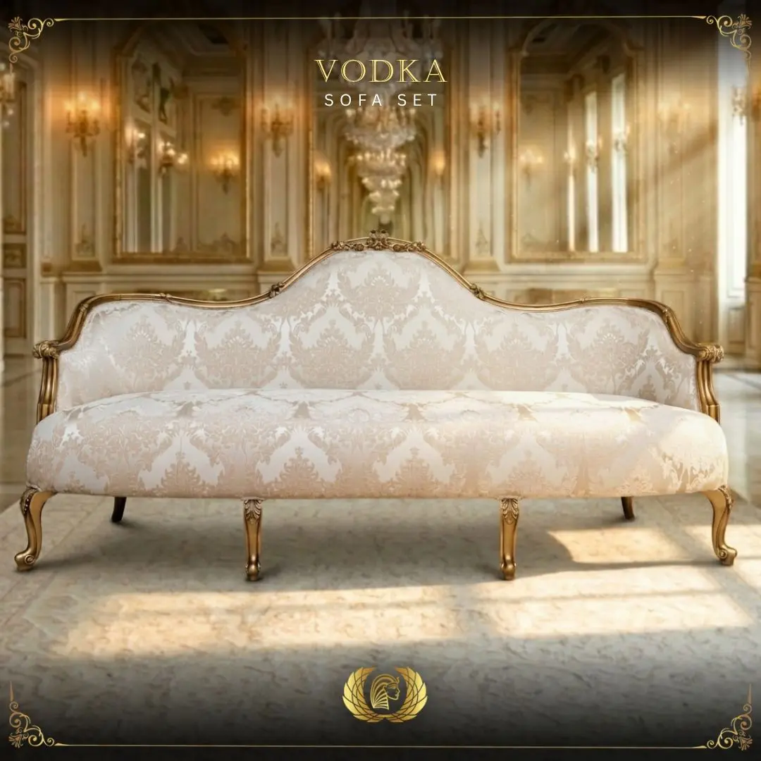 Handmade Gold Beige Vodka Sofa | Mobilia Cleopatra 3 Handmade Gold Beige Vodka Sofa - Image 1