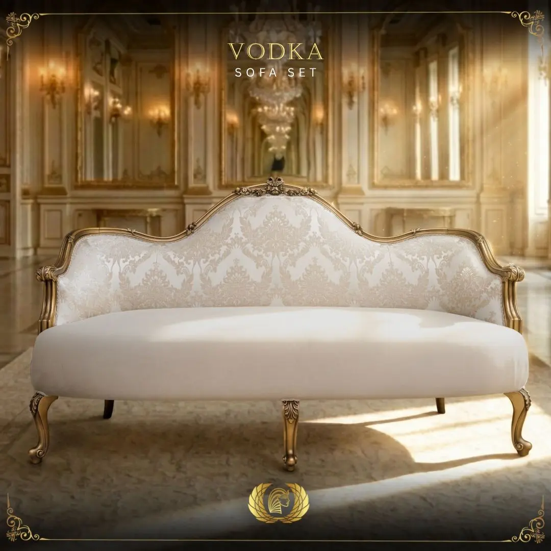 Handmade Gold Beige Vodka Loveseat | Mobilia Cleopatra 3 Handmade Gold Beige Vodka Loveseat - Image 1