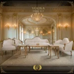 4Pcs Handmade Gold Beige Vodka Sofa Set