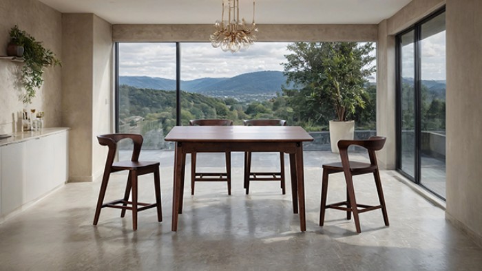 Croglio 5 Pc Counter Height Dining Set Fm30008Wn-Pt-5Pc-03 Mid-Century Modern Solid Wood Furniture Of America | Mobilia Cleopatra 3 Croglio 5 Pc Counter Height Table Set