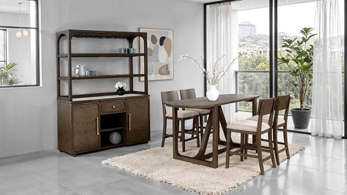 Elevated Counter Fm34021Dw-Ptst-5Pc Height Dining Set With Stone Top By Furniture Of America | Mobilia Cleopatra 3 Vellara Counter Height Table with Wood Top – Dark Walnut Transitional Dining | Mobilia Cleopatra