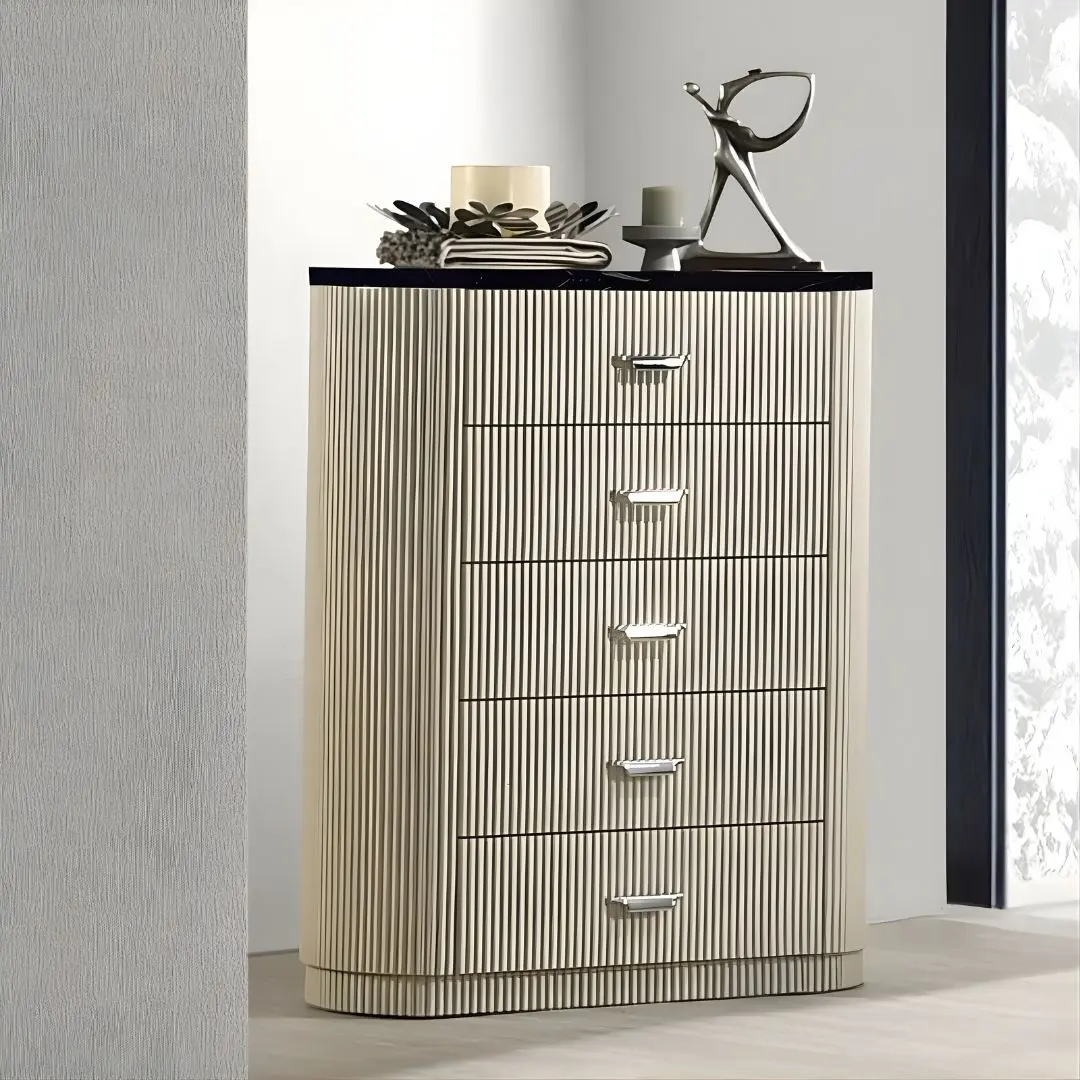 Travonte Beige 5 Drawers Chest With Marble Top Bd04886 By Acme | Mobilia Cleopatra 3 Travonte Beige 5 Drawers Chest with Marble Top BD04886 By ACME - Image 1