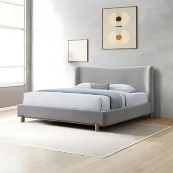 Melbourne Gray Chenille Upholstered Bed By ACME