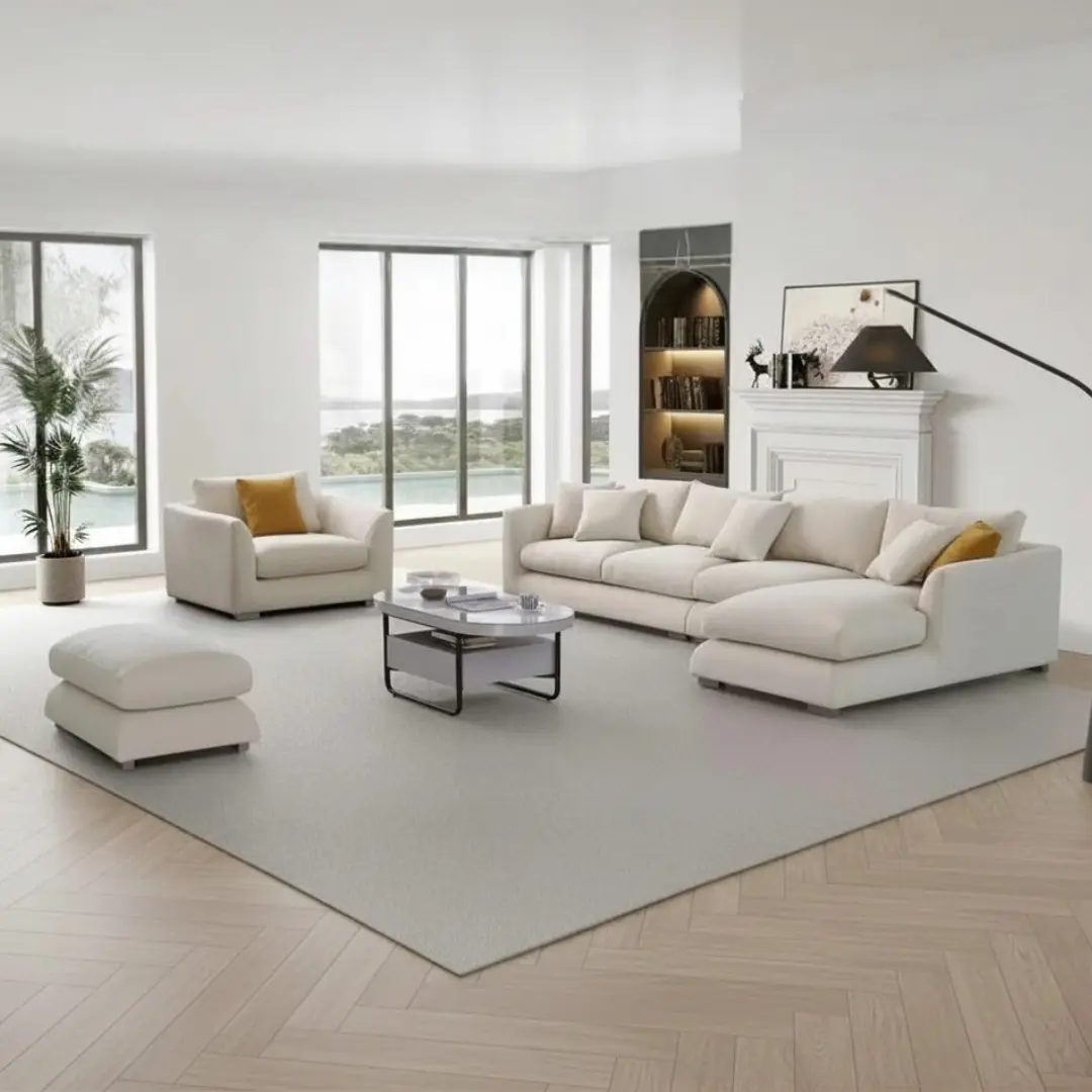 Sf777-Lch Beige Fabric Left Chaise By Mcferran | Mobilia Cleopatra 3 SF777-LCH Beige Fabric Left Chaise By Mcferran - Image 1