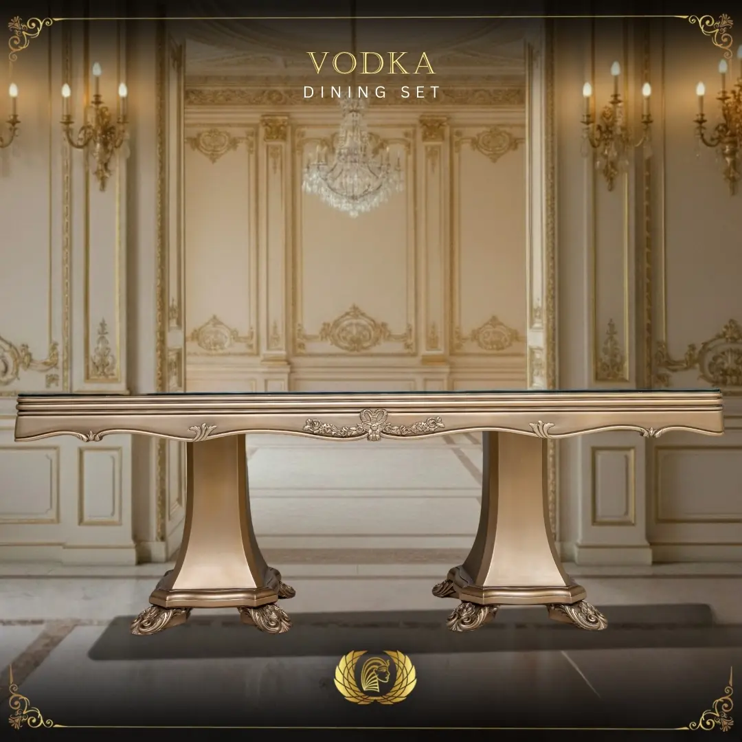 Handmade Gold Beige Vodka Dining Table | Mobilia Cleopatra 3 Vodka Dining set (16)
