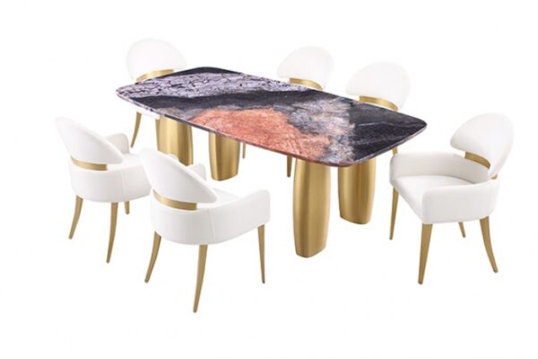 Northolt 5 Pc Dining Table Set – Contemporary Sintered Stone Dining Room Furniture