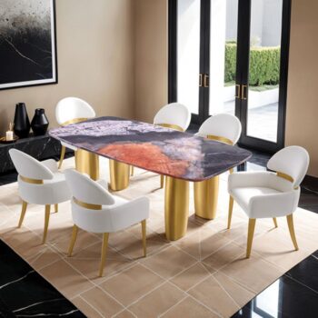 Northolt 5 Pc Dining Table Set – Contemporary Sintered Stone Dining Room Furniture