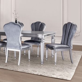 Parc Dining Table – Glam Silver Turned-Leg Design