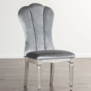 Melodi Parc Side Chair – Glam Silver and Light Gray Upholstered Dining Chairs (Set of 2)