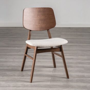 Narvik Mid-Century Modern Side Chair Set – Walnut & Beige (2 Pack)