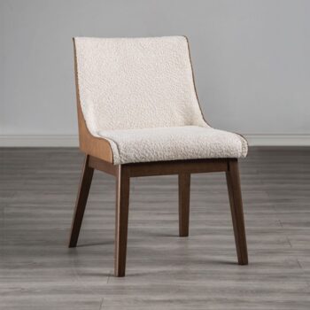 Viken Walnut & Beige Side Chairs Set of 2 – Mid-Century Modern
