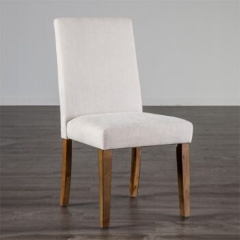 Losone Rustic Brown & White Dining Chairs – Upholstered Set of 2