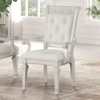 Stella Mia Ivory Arm Chairs – Traditional Upholstered Set of 2