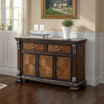 Promenade Sideboard FM31002DB-SV – Traditional Dark Brown Dining Storage