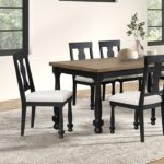 Neue Mills Black Farmhouse Dining Table – Modern Two-Tone Wood Design