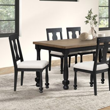 Neue Mills Black Farmhouse Dining Table – Modern Two-Tone Wood Design