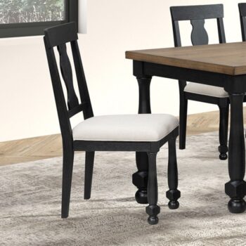 Neue Mills Farmhouse Side Chair Set of 2 – Black & Rustic Oak Dining Chairs