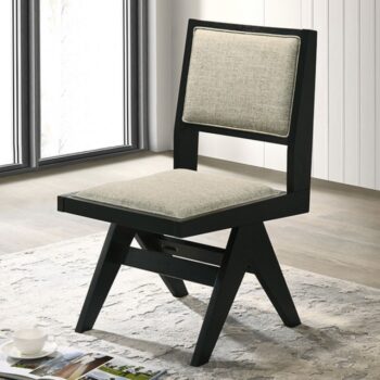 Tottenham Contemporary Black Side Chair Set – Light Gray Upholstery