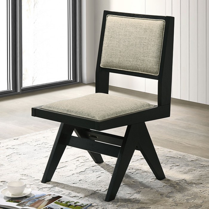 Tottenham Side Chair Set Of 2 Contemporary Black With Light Gray By Furniture Of America | Mobilia Cleopatra 3 Tottenham Contemporary Black Side Chair Set – Light Gray Upholstery