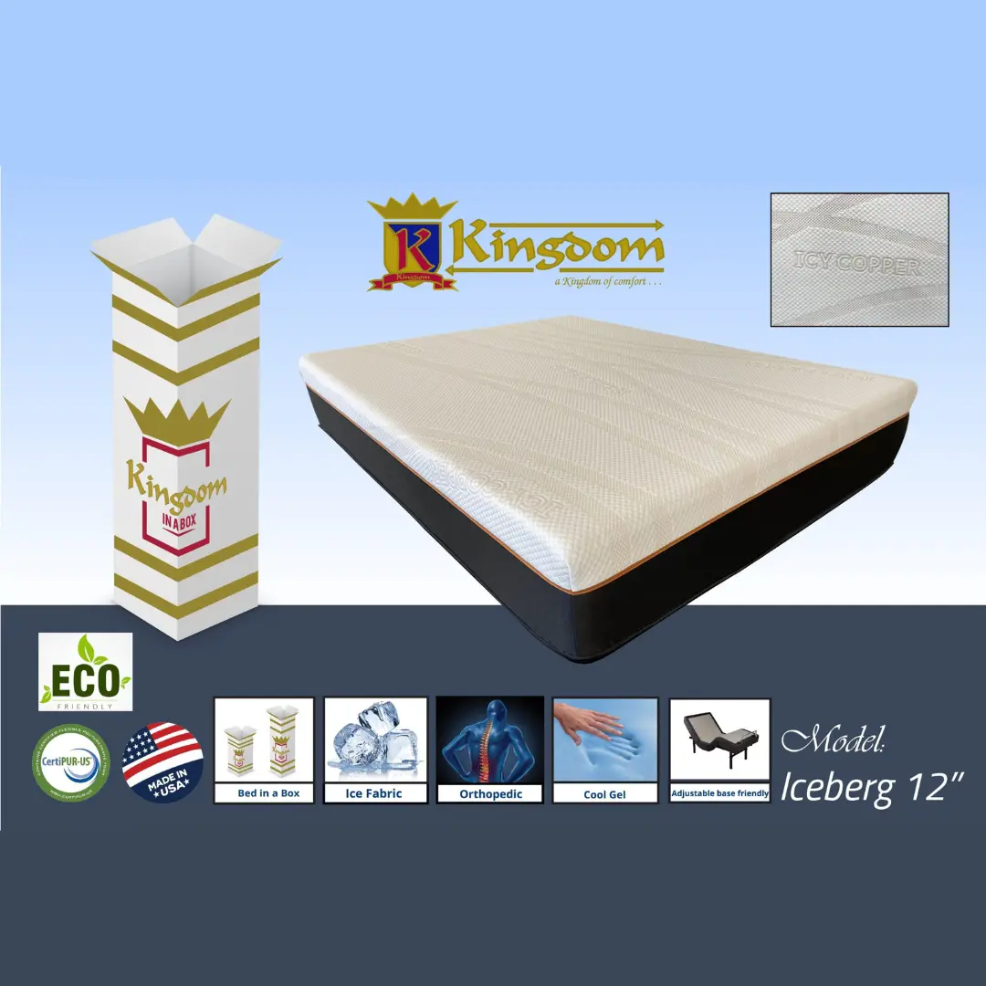 Ice Berg 12” Hybrid Mattress Medium By Kingdom Mattress | Mobilia Cleopatra 3 Ice Berg 12'' hybrid Mattress Medium By Kingdom Mattress - Image 1