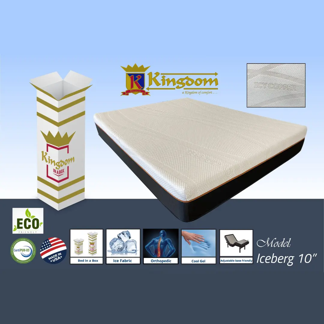 Best Medium Mattress Ice Berg 10” By Kingdom Mattress | Mobilia Cleopatra 3 Best medium mattress Ice Berg 10'' By Kingdom Mattress - Image 1