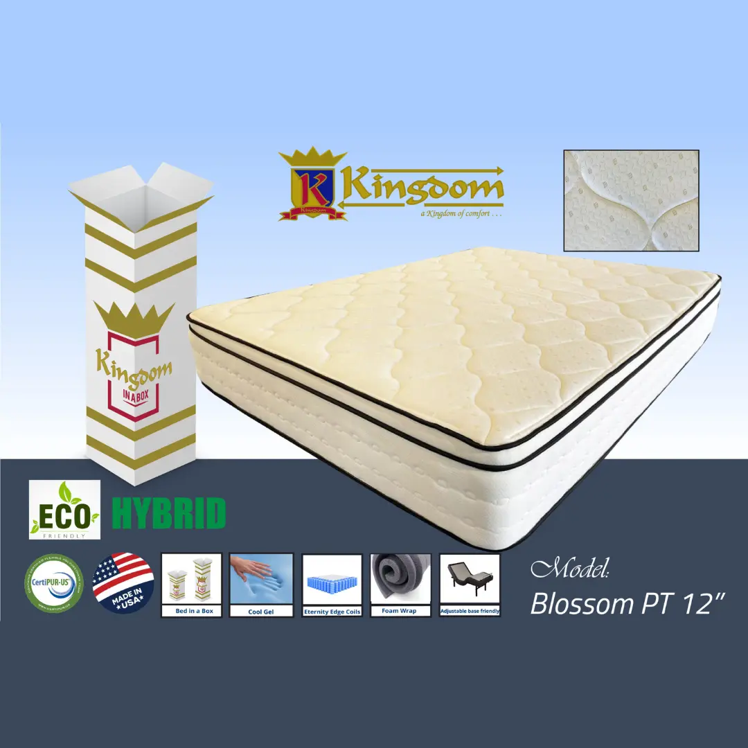 Blossom Pt 12” Mattress By Kingdom Mattress | Mobilia Cleopatra 3 Blossom PT 12'' Mattress By Kingdom Mattress - Image 1