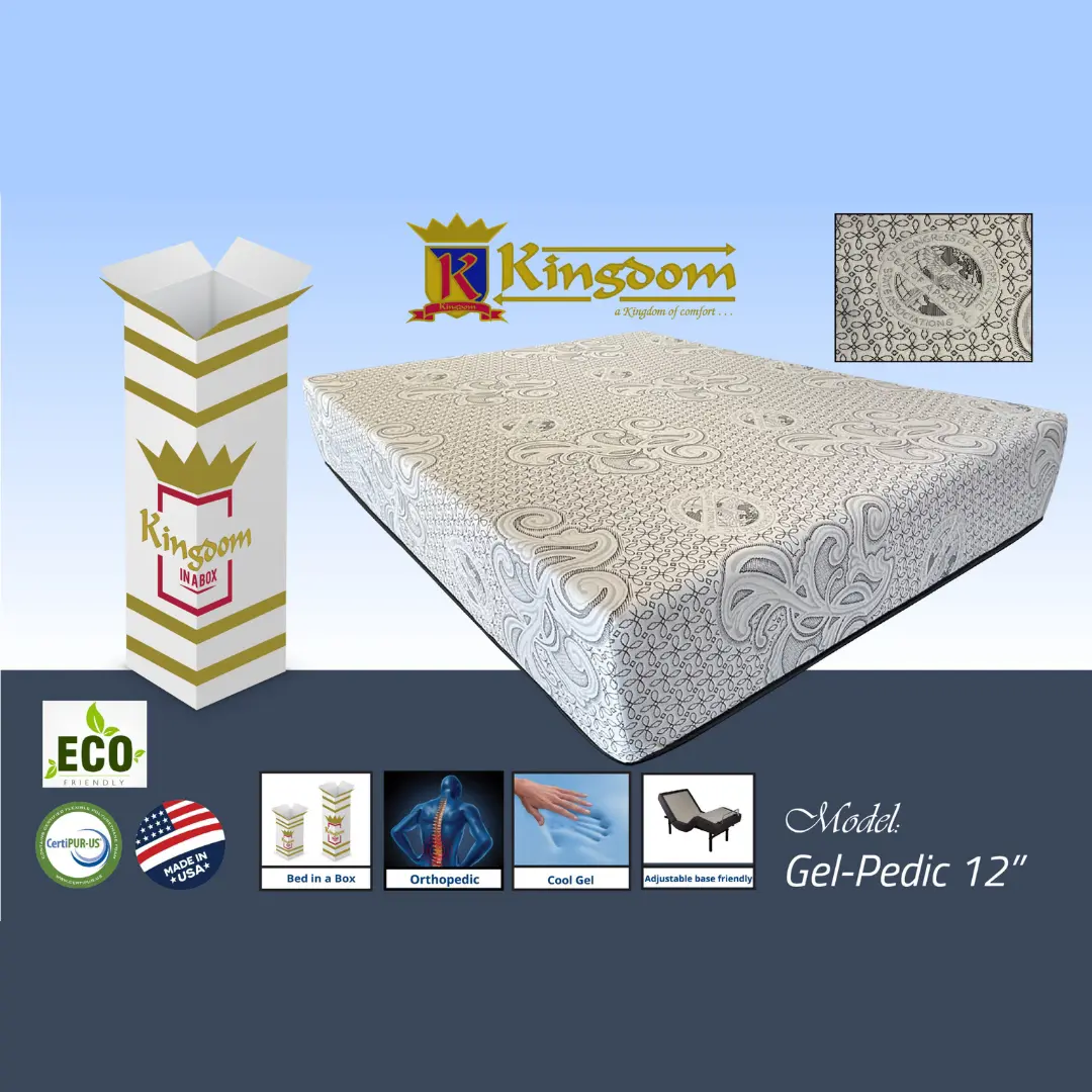 Medium Gel Pedic Pt 12” Mattress By Kingdom Mattress | Mobilia Cleopatra 3 Medium Gel Pedic PT 12'' Mattress By Kingdom Mattress - Image 1