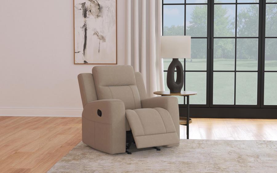 Brentwood Upholstered Recliner Chair Taupe By Coaster Furniture | Mobilia Cleopatra 3 Brentwood Upholstered Recliner Chair Taupe